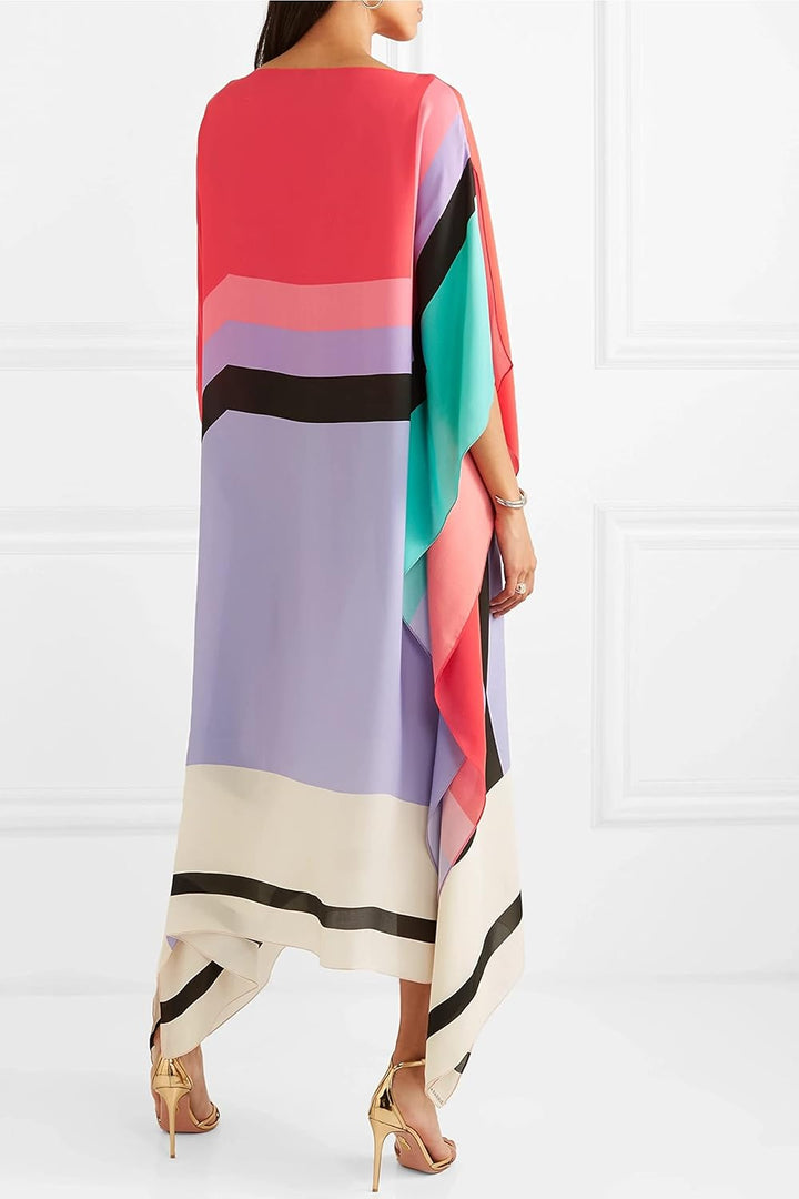Xyrelvyn – Elegancka Sukienka Maxi w Kolorowych Blokach