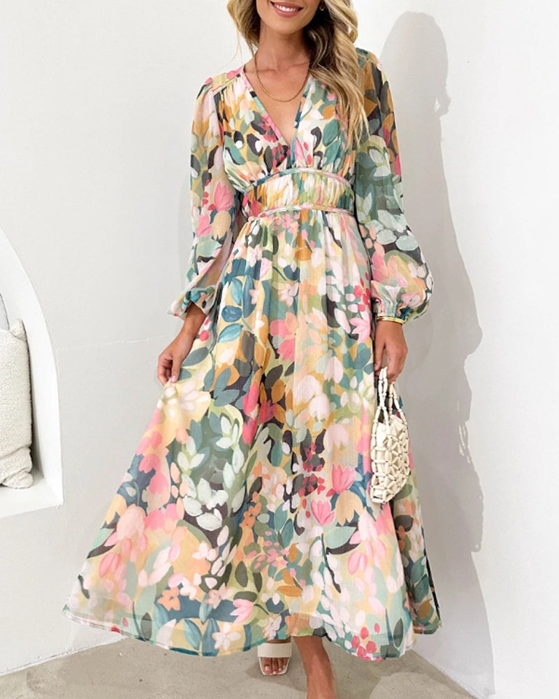 Corrine – Elegancka sukienka w kwiaty z luźnym krojem