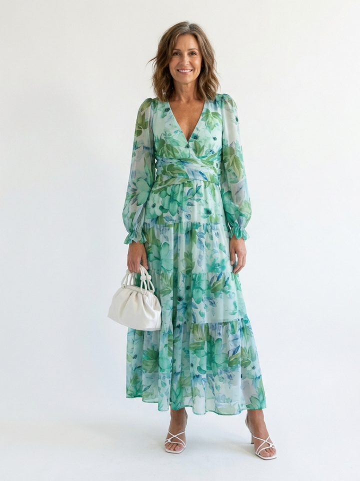 Althea | Długa Sukienka Maxi w Kwiaty