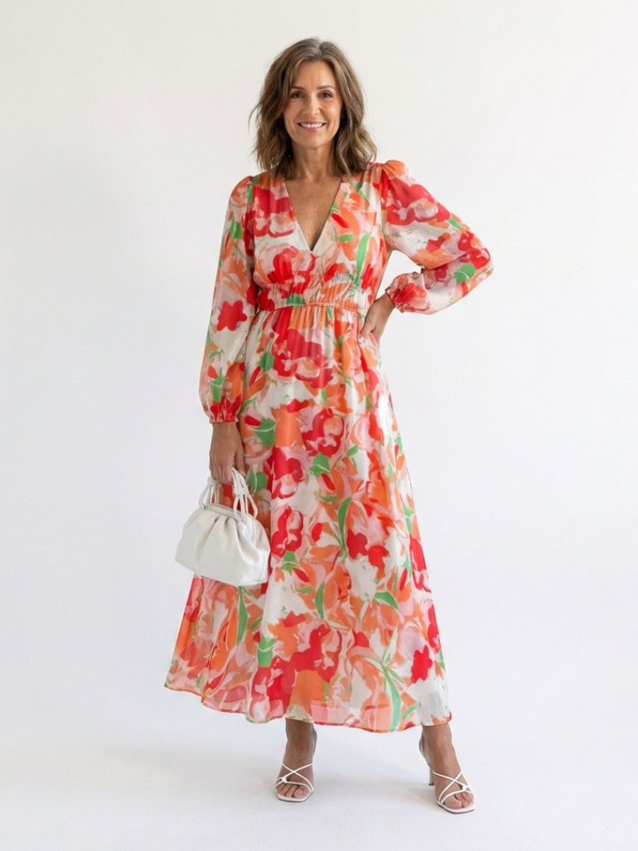 Althea | Długa Sukienka Maxi w Kwiaty