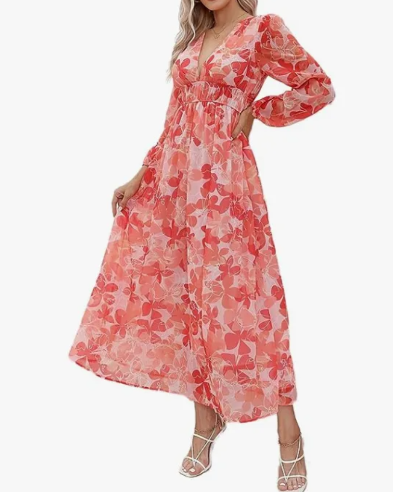 Corrine – Elegancka sukienka w kwiaty z luźnym krojem