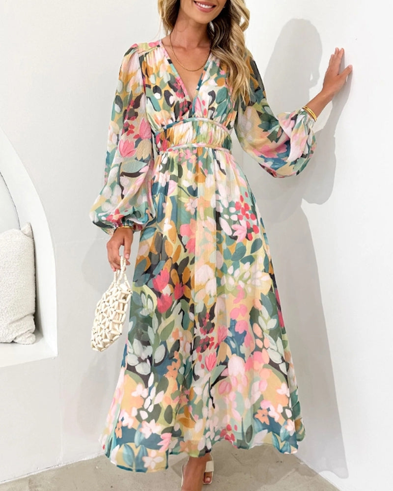 Corrine – Elegancka sukienka w kwiaty z luźnym krojem